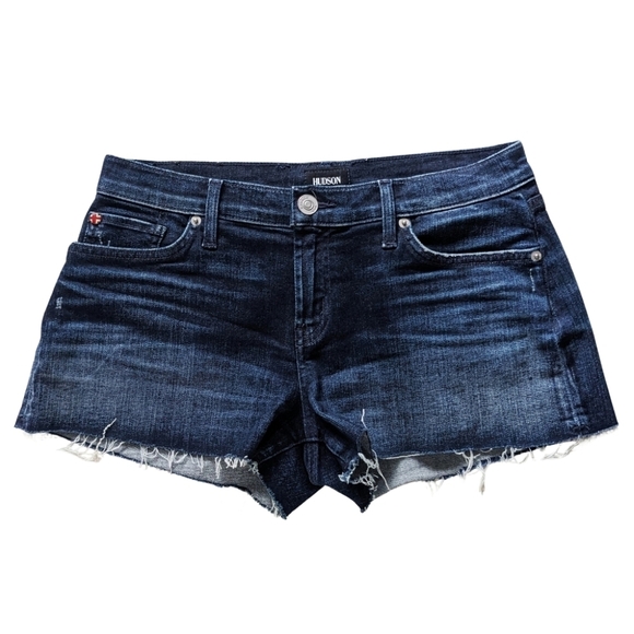 Hudson Jeans Cut Offs Shorts Raw Hem Dark Wash Women's Tag 28 Denim - Picture 1 of 7